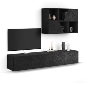 Mobili Fiver Ensemble Mural Emma 5 Noir Beton 208x44x160 cm