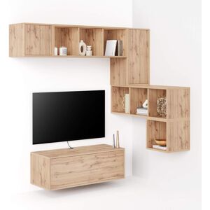 Mobili Fiver Ensemble Mural Iacopo 8, Bois Rustique, 280x42x188 cm