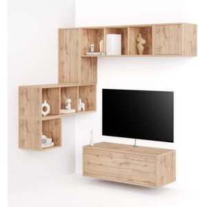 Mobili Fiver Ensemble Mural Iacopo 9, Bois Rustique, 280x42x188 cm