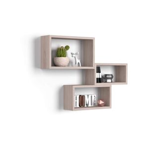 Mobili Fiver Lot de 3 cubes muraux rectangulaires, Giuditta, Orme Perle