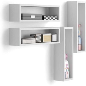 Mobili Fiver Set de 4 Cubes muraux, Iacopo, en melamine, blanc mat