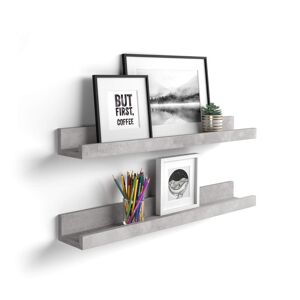 Mobili Fiver Paire d'étagères porte cadre, First, 60 cm, Gris Béton - Publicité