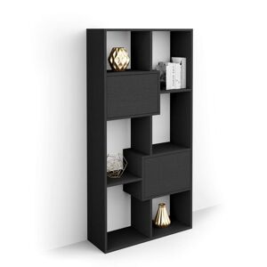 Mobili Fiver Bibliothèque XS Iacopo avec portes (160,8 x 80 cm), Frêne Noir
