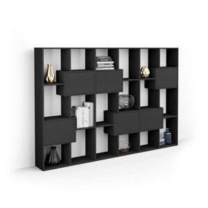 Mobili Fiver Bibliothèque M Iacopo avec portes (160,8 x 236,4 cm), Frêne Noir