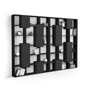 Mobili Fiver Bibliothèque XL Iacopo avec portes (236,4 x 321,6 cm), Frêne Noir