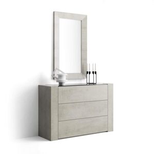 Mobili Fiver Commode avec plateau en verre, Iacopo, Gris Béton