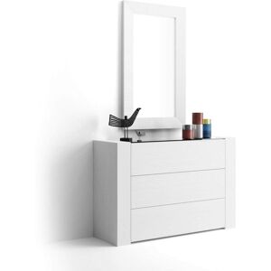 Mobili Fiver Commode avec plateau en verre, Iacopo, Frene Blanc