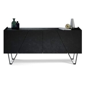 Mobili Fiver Buffet 4 portes Emma, beton noir, avec pieds noirs