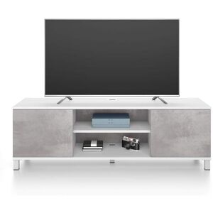 Mobili Fiver Meuble TV Rachele, Frene blanc - Gris Beton