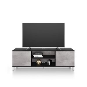 Mobili Fiver Meuble TV Rachele, Frene noir - Gris Beton