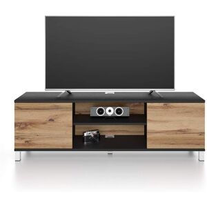 Mobili Fiver Meuble TV Rachele, Frene noir - Bois Rustique