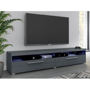 Mobistoxx Meuble tv-hifi INAZO 2 portes 200 cm gris/gris laqué avec led - Publicité