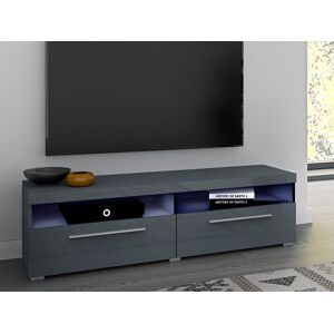 Mobistoxx Meuble tv-hifi INAZO 2 portes 140 cm gris/gris laqué sans led - Publicité