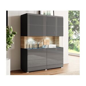 Mobistoxx Vitrine TORERO 2 portes chêne grandson/anthracite avec led