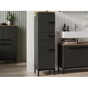 Mobistoxx Armoire de salle bain YONA 2 portes 1 tiroir chene navarra/graphite