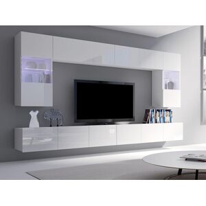 Mobistoxx Mur tv-hifi SIDNEY 9 portes blanc/blanc brillant sans led - Publicité