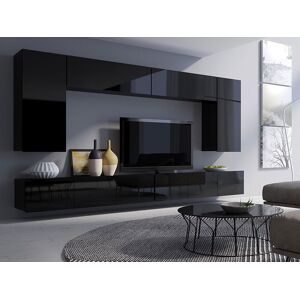 Mobistoxx Mur tv-hifi NAPOLI 10 portes noir/noir brillant