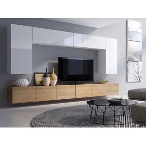 Mobistoxx Mur tv-hifi NAPOLI 10 portes chene dore/blanc brillant