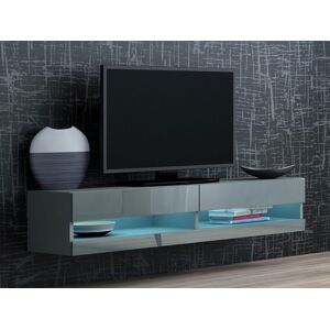 Mobistoxx Meuble tv-hifi VIGOR 2 niches gris/gris brillant avec led