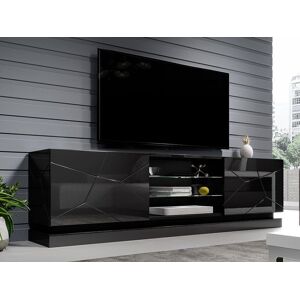 Mobistoxx Meuble tv-hifi AGNOS 2 portes 200 cm noir/noir brillant sans led