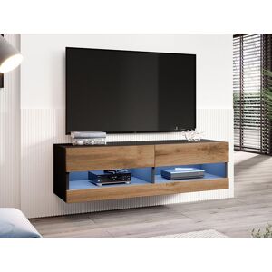 Mobistoxx Meuble tv-hifi VIGOR 2 niches noir/chêne wotan avec led