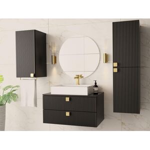 Mobistoxx Salle de bain GARRINCHA 3 portes 2 tiroirs noir