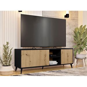 Mobistoxx Meuble tv-hifi OVERMARS 2 portes noir/chene artisan