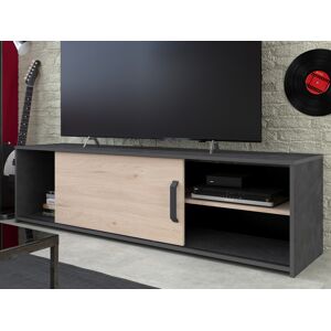 Mobistoxx Meuble tv-hifi TOMYLO 1 porte chêne jackson/noir steam