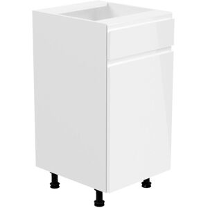 Mobistoxx Meuble de cuisine ASPAS 1 porte droite 1 tiroir blanc/blanc laque