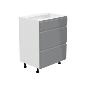 Mobistoxx Meuble de cuisine ASPAS 3 tiroirs 60 cm blanc/gris laqué