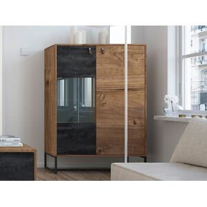 Mobistoxx Armoire DARKO 2 portes chêne ribbec/noir avec led - Publicité