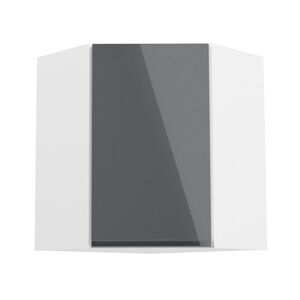 Mobistoxx Meuble haut de cuisine de coin ASPAS 1 porte blanc/gris laqué