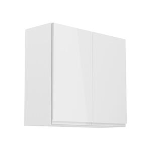 Mobistoxx Meuble haut cuisine ASPAS 2 portes 80 cm blanc/blanc laque