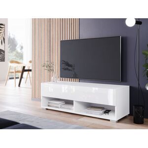 Mobistoxx Meuble tv-hifi ACAPULCO 1 porte battante 100 cm blanc/blanc brillant avec led