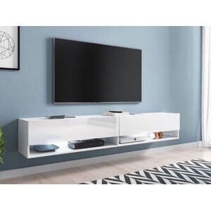 Mobistoxx Meuble tv-hifi ACAPULCO 2 portes battantes 180 cm blanc/blanc brillant avec led