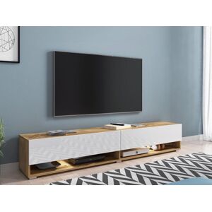 Mobistoxx Meuble tv-hifi ACAPULCO 2 portes battantes 180 cm chêne wotan/blanc brillant sans led - Publicité