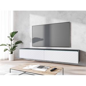 Mobistoxx Meuble tv-hifi DONATELO 2 portes battantes 180 cm matera/blanc avec led