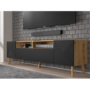 Mobistoxx Meuble tv-hifi LUFFY 4 portes chene artisan/noir