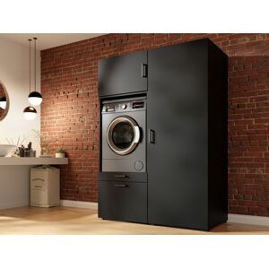 Mobistoxx Meuble WASHING 1 machine avec armoire 1 porte large noir