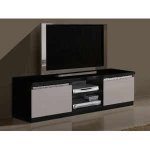 Mobistoxx Meuble tv-hifi REBECCA 2 portes noir laque/blanc laque