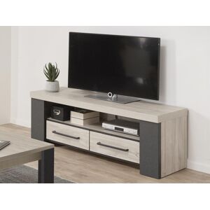 Mobistoxx Meuble tv-hifi HERA 2 tiroirs chêne plage/gris rocher