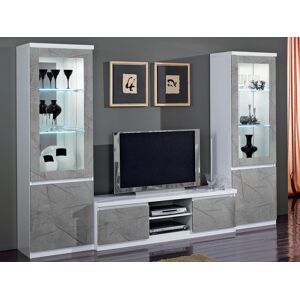 Mobistoxx Mur tv-hifi ROMEO marbre/blanc avec led