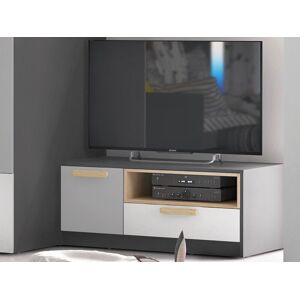 Mobistoxx Meuble tv-hifi PIKA 1 porte 1 tiroir blanc/gris clair