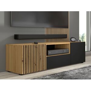 Mobistoxx Meuble tv-hifi ORISA 3 portes 150 cm chêne artisan/noir