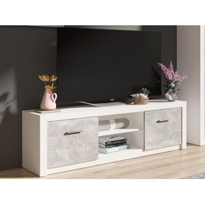 Mobistoxx Meuble tv-hifi GENJI 2 portes béton/blanc