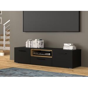 Mobistoxx Meuble tv-hifi ANITA 3 portes 1 niche noir/chêne artisan