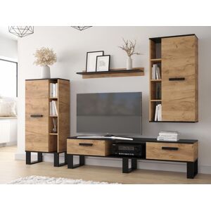 Mobistoxx Mur tv-hifi GRANDIO 4 portes chene artisan/noir