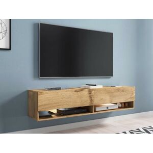 Mobistoxx Meuble tv-hifi ACAPULCO 2 portes battantes 140 cm chêne wotan avec led