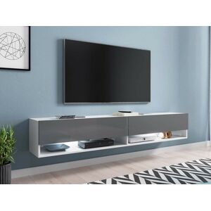 Mobistoxx Meuble tv-hifi ACAPULCO 2 portes battantes 180 cm blanc/gris avec led - Publicité