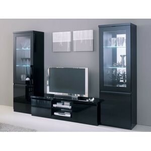 Mobistoxx Mur tv-hifi ROMEO noir laque avec led